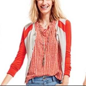 CAbi red and beige hourglass cardigan style #192
